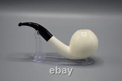 Fancy Apple Pipe 9 MM Filter BLOCK MEERSCHAUM-NEW-HANDCARVED W Case#1354