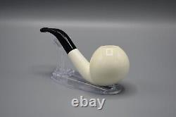 Fancy Apple Pipe 9 MM Filter BLOCK MEERSCHAUM-NEW-HANDCARVED W Case#1354