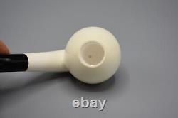 Fancy Apple Pipe 9 MM Filter BLOCK MEERSCHAUM-NEW-HANDCARVED W Case#1354