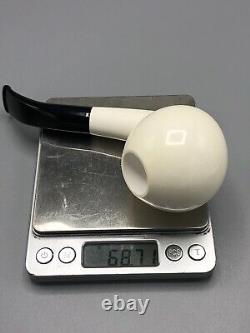 Fancy Apple Pipe 9 MM Filter BLOCK MEERSCHAUM-NEW-HANDCARVED W Case#1354