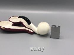 Fancy Apple Pipe 9 MM Filter BLOCK MEERSCHAUM-NEW-HANDCARVED W Case#1354