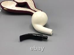 Fancy Apple Pipe 9 MM Filter BLOCK MEERSCHAUM-NEW-HANDCARVED W Case#1354