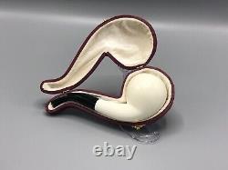 Fancy Apple Pipe 9 MM Filter BLOCK MEERSCHAUM-NEW-HANDCARVED W Case#1354