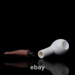 Fancy Globe PIPE BLOCK MEERSCHAUM-NEW-HAND CARVED W Case#40 9 Mm Filter