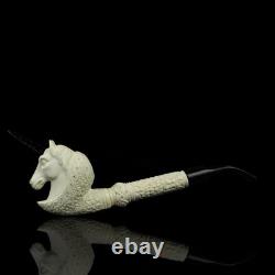 Fancy Ornate Unicorn Figure Pipe BLOCK MEERSCHAUM-NEW-HAND CARVED W Case#805