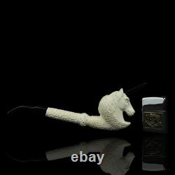 Fancy Ornate Unicorn Figure Pipe BLOCK MEERSCHAUM-NEW-HAND CARVED W Case#805