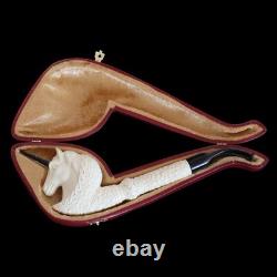 Fancy Ornate Unicorn Figure Pipe BLOCK MEERSCHAUM-NEW-HAND CARVED W Case#805
