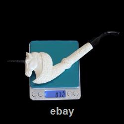 Fancy Ornate Unicorn Figure Pipe BLOCK MEERSCHAUM-NEW-HAND CARVED W Case#805