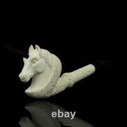 Fancy Ornate Unicorn Figure Pipe BLOCK MEERSCHAUM-NEW-HAND CARVED W Case#805