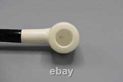 Fancy Poker Pipe 9 MM Filter BLOCK MEERSCHAUM-NEW-HANDCARVED W Case#233