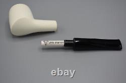 Fancy Poker Pipe 9 MM Filter BLOCK MEERSCHAUM-NEW-HANDCARVED W Case#233