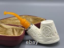 Fat Ornate Masonic Emblem Volcano Pipe new-block Meerschaum Handmade W Case#892