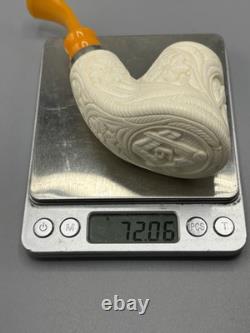 Fat Ornate Masonic Emblem Volcano Pipe new-block Meerschaum Handmade W Case#892