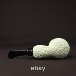 Fat Rustic Brandy Pipe new-block Meerschaum Handmade Case#698 Reverse Calabash