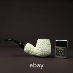 Fat Rustic Brandy Pipe new-block Meerschaum Handmade Case#698 Reverse Calabash
