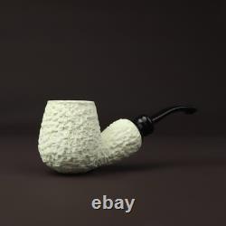 Fat Rustic Brandy Pipe new-block Meerschaum Handmade Case#698 Reverse Calabash