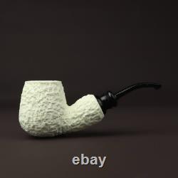 Fat Rustic Brandy Pipe new-block Meerschaum Handmade Case#698 Reverse Calabash