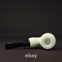 Fat Rustic Brandy Pipe new-block Meerschaum Handmade Case#698 Reverse Calabash