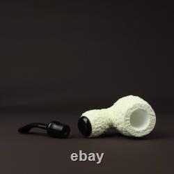 Fat Rustic Brandy Pipe new-block Meerschaum Handmade Case#698 Reverse Calabash