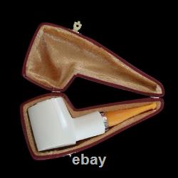 Fat Silvery Poker Pipe BLOCK MEERSCHAUM-NEW-HAND CARVED Reverse Calabash #1024