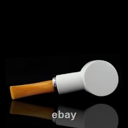 Fat Silvery Poker Pipe BLOCK MEERSCHAUM-NEW-HAND CARVED Reverse Calabash #1024