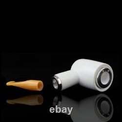 Fat Silvery Poker Pipe BLOCK MEERSCHAUM-NEW-HAND CARVED Reverse Calabash #1024