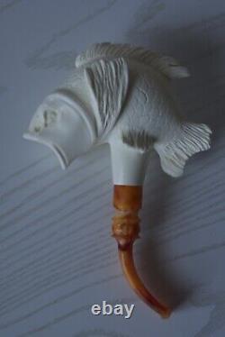 Fish Figure Smoking pipe Block Meerschaum Handmade NEW W Custom CASE#1035