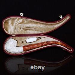 Flame Apple With Pipe Masonic Emblems New Block Meerschaum Handmade W Case#1529