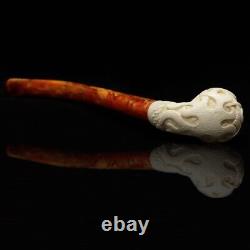 Flame Apple With Pipe Masonic Emblems New Block Meerschaum Handmade W Case#1529