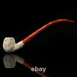 Flame Apple With Pipe Masonic Emblems New Block Meerschaum Handmade W Case#1529