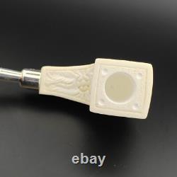 Floral Horn Silver Spigot Block Meerschaum Pipe, With Case, UMP, 925 Silver Floral Horn Silver Spigot Block Meerschaum Pipe, With Case, UMP, 925 Silver