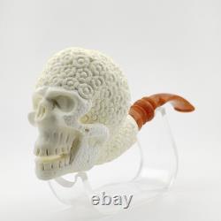 Floral Skull Block Meerschaum Pipe, with Case, Unique Meerschaum Pipes, Pfeife