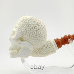 Floral Skull Block Meerschaum Pipe, with Case, Unique Meerschaum Pipes, Pfeife