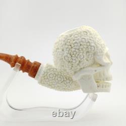 Floral Skull Block Meerschaum Pipe, with Case, Unique Meerschaum Pipes, Pfeife