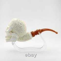 Floral Skull Block Meerschaum Pipe, with Case, Unique Meerschaum Pipes, Pfeife