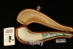 Freehand Hand Carved Block Meerschaum Pipe with custom case 12619