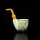 Freehand Pipe Masonic Emblem Block Meerschaum-new-handcarved W Case#337