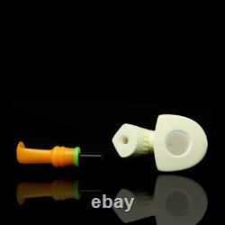Freehand Pipe Masonic Emblem BLOCK MEERSCHAUM-NEW-HANDCARVED W Case#337