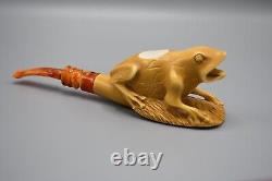 Frog Figure Pipe BY Ali Block Meerschaum-NEW HANDMADE Custom Fitted CASE#736