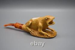 Frog Figure Pipe BY Ali Block Meerschaum-NEW HANDMADE Custom Fitted CASE#736