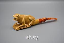 Frog Figure Pipe BY Ali Block Meerschaum-NEW HANDMADE Custom Fitted CASE#736