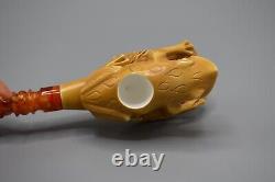 Frog Figure Pipe BY Ali Block Meerschaum-NEW HANDMADE Custom Fitted CASE#736