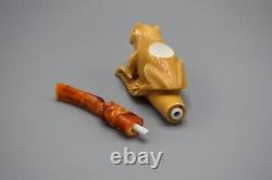 Frog Figure Pipe BY Ali Block Meerschaum-NEW HANDMADE Custom Fitted CASE#736