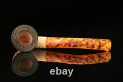 Fumed Lattice Block Meerschaum Pipe with fitted case M1473