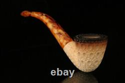 Fumed Lattice Block Meerschaum Pipe with fitted case M1473