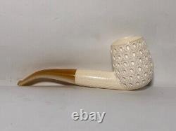 Geniune Block Meerschaum Pipe Hand Carved Lattice Tobacco Pipe With Case