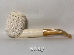 Geniune Block Meerschaum Pipe Hand Carved Lattice Tobacco Pipe With Case