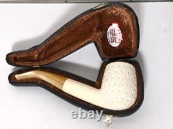 Geniune Block Meerschaum Pipe Hand Carved Lattice Tobacco Pipe With Case