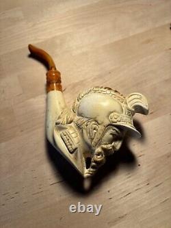 Genuine Block Meerschaum Levent Bent Billiard MASSIVE Conquistador With Case