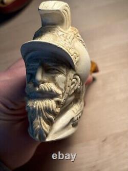 Genuine Block Meerschaum Levent Bent Billiard MASSIVE Conquistador With Case